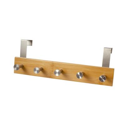 China Sustainable Wooden Shelf Coat Rack Slides 5 Hooks Rack Stainless Steel Wall Towel Hook for sale