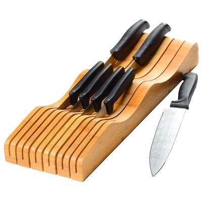 China Amazon 2022 Wholesale Eco-friendly Wooden Kitchen Storage Knife Holder Customized Bamboo Knife Box for sale