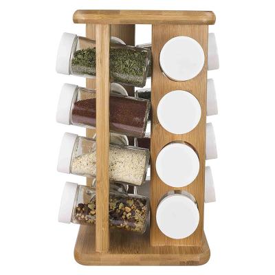 China Home Decor Spice Organizer Rack Rotating Bamboo Wooden Kitchen Spice Holder Organizer Custom Made Eco-Friendly for sale