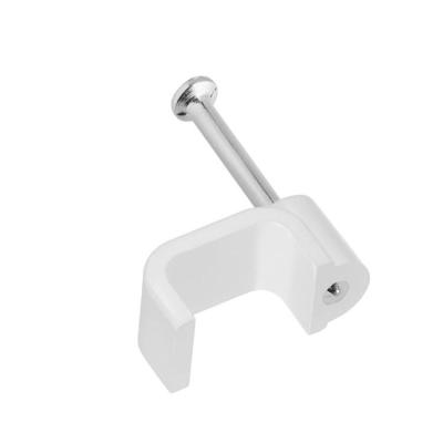 China White PE Plastic Cable Wall Clips , Flat Cable Nail Clips Fire - Retardant for sale