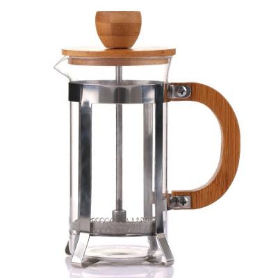 China High Borosilicate Stainless Steel Filter 350ML French Press Coffee Sustainable Durable Bamboo Carafe Handle / Tea Maker for sale