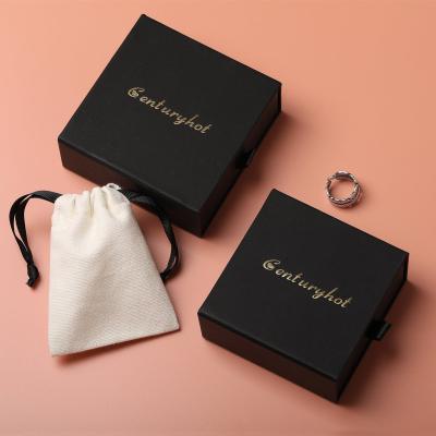 China Luxury Portable Recyclable Premium Black Rose Small Jewelry Ring Jewellry Jewelry Paper Gift Necklace Bracelet Box Packaging for sale