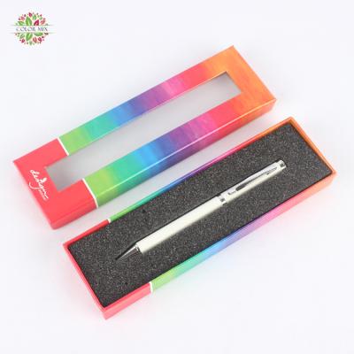 China Customized Colored Tip Recyclable Promotional Luxury Advertising Branded Logo Cardboard Pen Paper Gift Packaging Box With PVC Window for sale