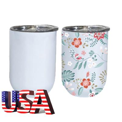 China US Warehouse 12oz Sustainable Vacuum Insulated Mug Egg Shape Stainless Steel Straight Wine Mug Sublimation Tumbler With Lid for sale