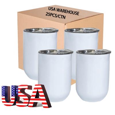 China Viable USA Warehouse Wholesales Popular Sublimation 12oz Stainless Steel Wine Egg Shaped Tumbler With Lid for sale