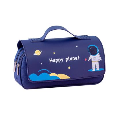 China The Other New Cartoon Style School Large Capacity Handbag Cute Portable Creative Child Multifunctional Astronaut Box Pencil Bag for sale