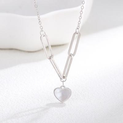 China Sparkling Inlaid Zircon Shell Heart Pendant Necklace 925 Sterling Silver Pendant Necklace Trendy Women Gift for sale