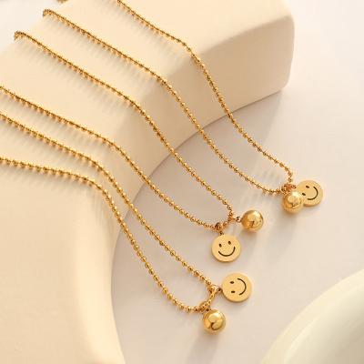 China TRENDY Hot Selling Necklace Design 18K Gold Plated Smile Bell Necklace Stainless Steel Pendant Necklace Jewelry For Girls for sale