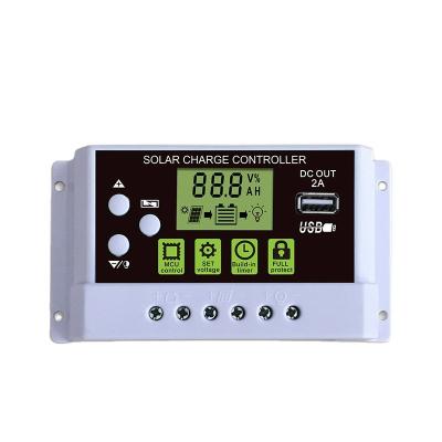 China Automatic Charger Controller 10A 20A 30A LCD Display Lithium Lead Acid Battery 12V 24V PWM Solar Charge Controller For Home Solar System for sale