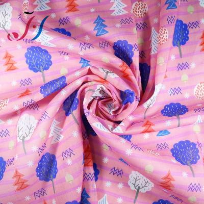 China 100% breathable high quality ramie tree design pink digital printed fabric for dresses garment for sale