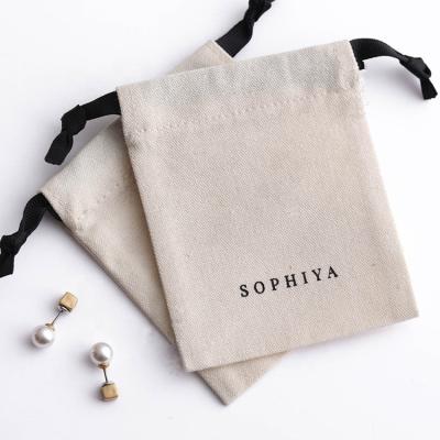 China Jewelry Jewelry Bag Pouches With Drawstring Customized Nature Linen Screen Printing Accept for sale