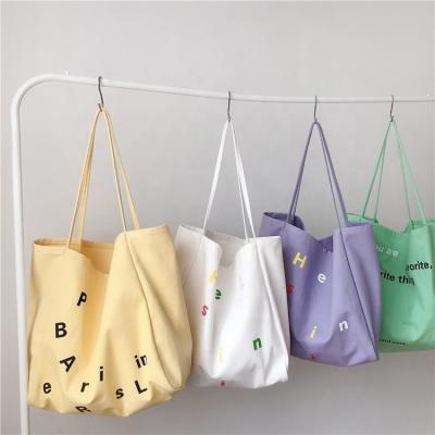 China Organic Canvas Handled Tote Bag Custom Logo Chuanghua 100% Cotton Tote Bags Tote Bag With Pocket Cotton for sale