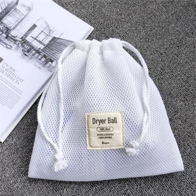 China Custom Label Logo Drawstring Thick Mesh Pouch Small Mesh Drawstring Bag Washable White Nylon Soap Shopping Packaging Mesh Bag for sale