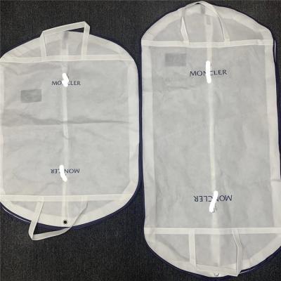 China Storage Customized LOGO Garment Suit Bag With Transparent Non-woven Clothing Dust Cover Ziplock Dustproof Cover Bag Cover Non-Woven Bag for sale