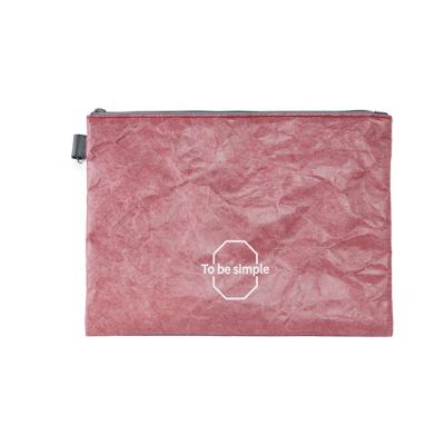 China Folding Wear Resistant Vintage Washed Kraft Dupont Paper Custom Tyvek Zipper Bag With Strap for sale