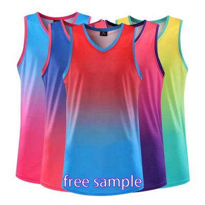 China Custom Factory Made Antibacterial High Quality Full Sublimation Logo Printing Basketball Tank Tops for sale