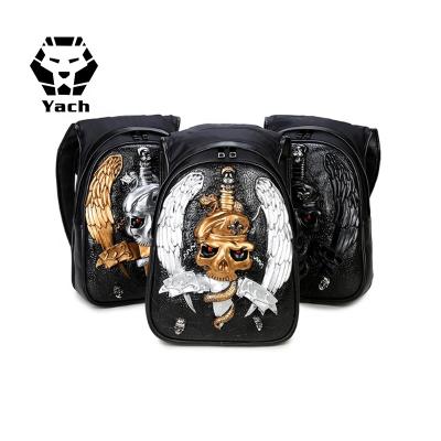 China 3D Wolf Skull Leisure Fashion Cartoon 3D Travel Bag Outdoor Digital Printed Male Funny High School Backpack PU Anti-theft Men's Backpack for sale