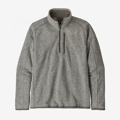 China Sale Men 100% Recycled Polyester Color Block Heather Gray Golf Quarter Zip Fleece Breathable Warm Jacket for sale