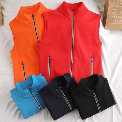 China Anti-Wrinkle New Arrival Company Vest Solid Color Uniform Zipper Full Up Sleeveless Fleece Unisex Work Vest for sale