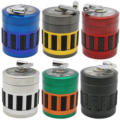 China Smoking Factory AIYAN 4 Layers Metal Tobacco Herb Grinder Hand Crank Smoking Accessories Zinc Alloy for sale