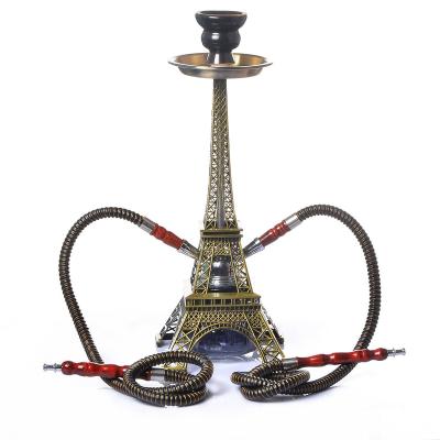 China Hookah Shisha Smoking AIYAN Metal Paris Tower Type Hookah Set With Ceramic Bowl Double Hose Glass Base Charcoal Tongs Hookah Hookahs Chicha Shisha for sale