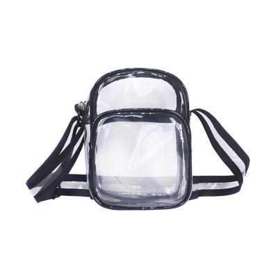 China PVC Cosmetic Bags Messenger Shoulder Bag Mini Cell Phone Clear PVC Stage Transparent Cross - Body Bag With Adjustable Strap for sale