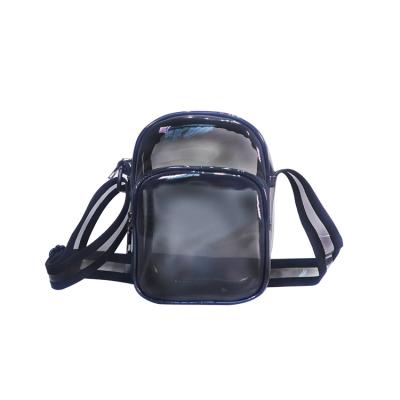 China Transparent PVC Messenger Shoulder Bag Mini Cell Phone Clear Shoulder PVC Stadium Cross - Body Bag With Adjustable Strap for sale