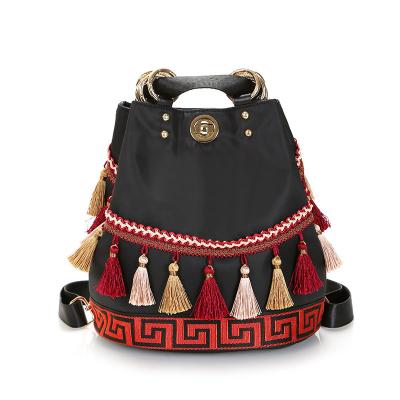 China OEM 2022 Anti-theft Fashion Wholesale Casual Women's PU Tassel Backpack With Nylon Backpack for sale