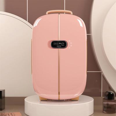 China 12L pink THERMOELECTRIC fridge with display screen and handle, hotel skin care fridge for cosmetic for sale