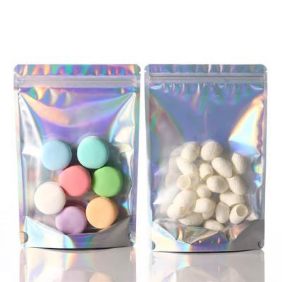 China One Side Transparent Clear Mylar Foil Hologram Bag Unprinted Glitter Resealable One Side BIODEGRADABLE Glitter Resealable Plastic Silver Holographic Smell Resistant for sale