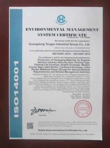 ISO9001 - Guangdong Tengen Industrial Group Co., Ltd.