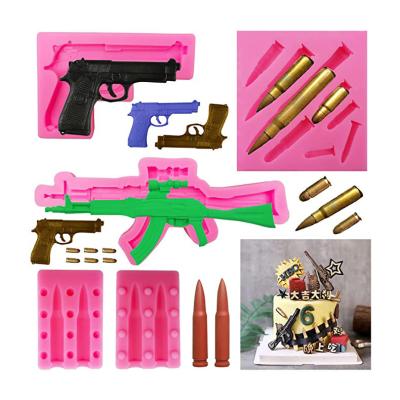 China Viable Mini Gun Silicone Fondant Molds Gun Shaped Baking Molds For Making Cake Chocolate Candy Candle Gummy Mold for sale