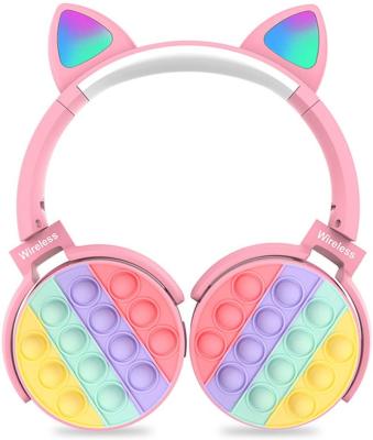 China Headband BT On-Ear Earphone with Noise Bubbles Silicone Toy Fidget Toys Headset for Kids Toddler Teens Girls for sale