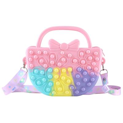 China Funny Educational Sensory Toy Handbag School Supplies Girls Silicone Fidget Purse Fidget Toy Popper Stress Relief Crossbody Jump Shoulder Bag for sale