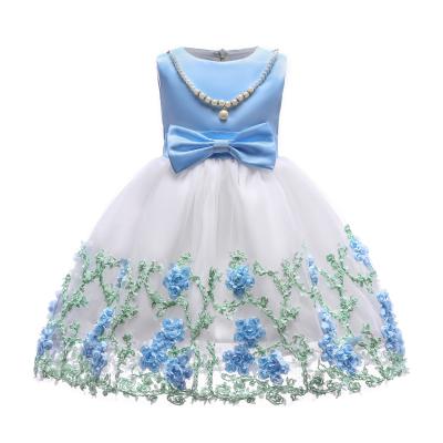 China 2021 New Sleeveless Kids Dresses Children Mesh Wedding Party Girls Dresses Flower Girls' Dresses for sale