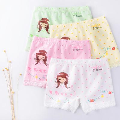 China Hot Selling 100% Breathable Cartoon Lace Kids Boxers Good Quality Cotton Kid Brief Shorts Underwear For Girl for sale