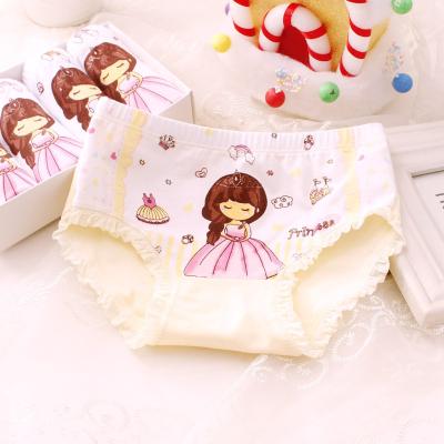 China Hot Selling Breathable Child Triangle Pants Wholesale Character Briefs Kids Lace Up Cartoon Underwear Girls Underwear for sale