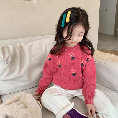 China Children Running Winter Anti-Shrink Clothes Fashion White Baby Knitted Pink Sweater For Girls Girls Woolen Sweater for sale