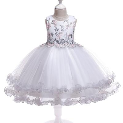 China Amazon Child Birthday Gifts Girl Dress Embroidery Kids Party Wear Regular Hot Selling White Bridesmaids Dresses for sale