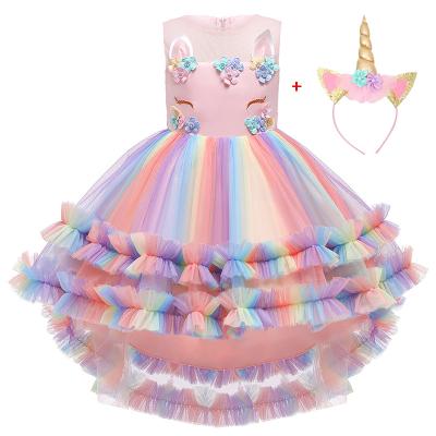 China Hot Selling New Arrival Amazon Kid Birthday Party Unicorn Princess Dresses For Girls 5 To 10 TV Years Of Movie Cosplay Costumes for sale