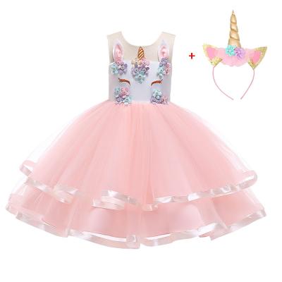 China Factory Supply European/Western Fashion/Children Dresses Princess Pleated Casual Dress Children Birthday Halloween Unicorn Girls Dress Gowns for sale