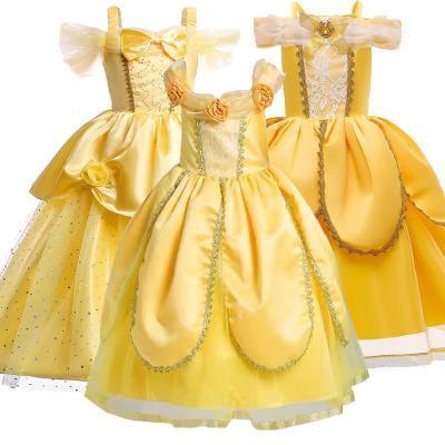 China Style/European/Spanish In Common Kids Clothes Babies Halloween Beauty And The Beast Cosplay Princess Belle Costume Kid Costume Girls Dresses for sale