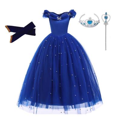 China Polyester Kids Party Christmas Dress Up Magic Stick Crown Girls Dress Up Halloween Costume Cosplay Cinderella Dresses Up Disguise Children for sale