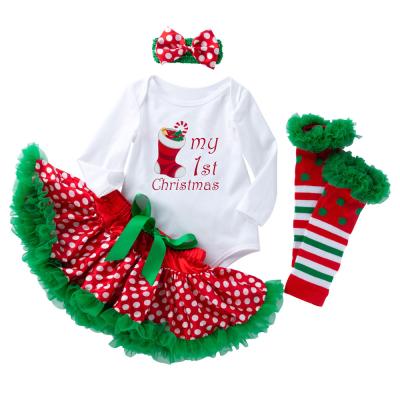 China Amazon Hot Selling Cute Soft Toddler Infant Tutu Skirts 1 Year Old Christmas Newborn Baby Romper Set Long Sleeve Rompers Baby Clothes for sale