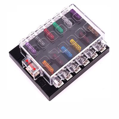 China Waterproof Positive Negative Car Boat Automotive Electronics Fuse Box DC 12v Circuit Way Blade 12 Blade ATO ATC ATC Fuse Block for sale