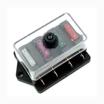 China Factory 4 Way Low Pressure Car Auto Blade Fuse Block International Truck Universal Automotive DC 12v Fuse Box for sale