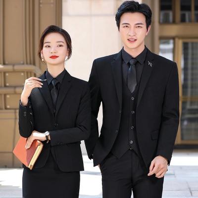 China Best Selling Anti-wrinkle Men's Women 3 Pieces Customs Office Work Uniform Suit For Men's Slim Fit for sale