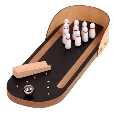 China 2022 Interactive Toy Mini Bowling Pins Game Sport Games Table Wooden Desk Top For Finger Table Desk Toy for sale