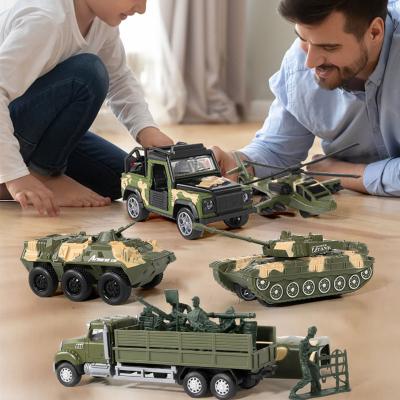 China Diecast Toy 6 in 1 Family Educational Diecast Pull Back Engineering Toys Children's Alloy Model Vehicle Military Set Diecast Toy for sale