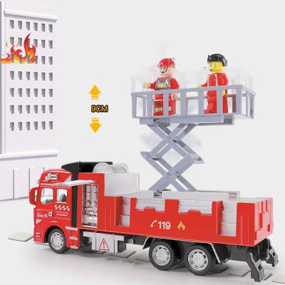 China 1:48 Alloy Diecast Child Toy Boy Toy Gift Box Pull Back Car Fire Truck Engineering Vehicle Model for sale